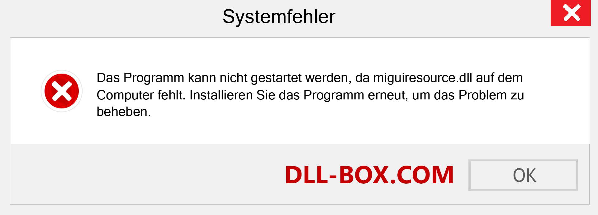 miguiresource.dll-Datei fehlt?. Download für Windows 7, 8, 10 - Fix miguiresource dll Missing Error unter Windows, Fotos, Bildern